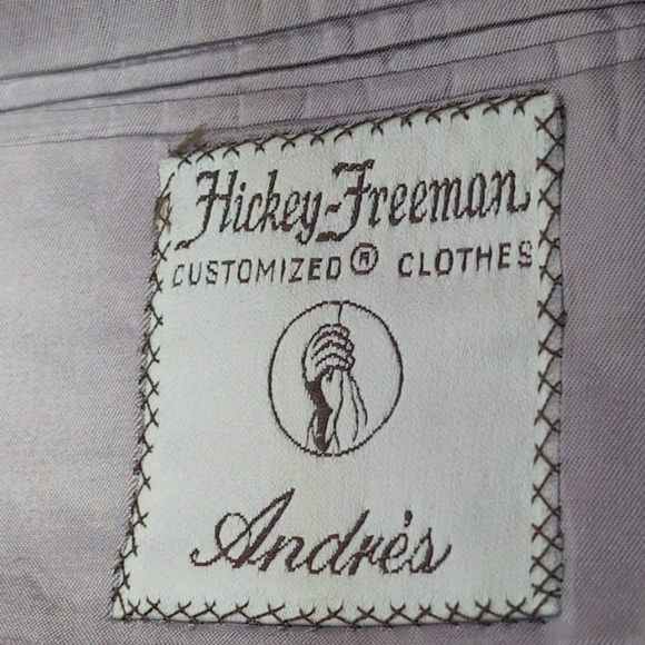 Hickey Freeman Tan Sz 48 Checkered Blazer Lavender Lining Boardroom Collection - Picture 3 of 4